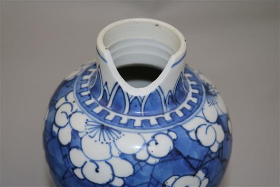 A large Chinese blue and white vase and two baluster jars, 18th century and later,